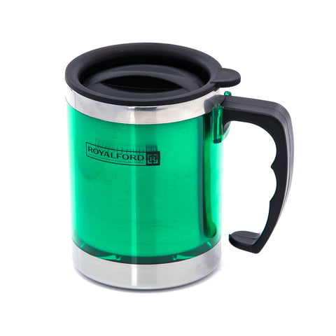 Royalford RF5131 10oz/290ml Travel Mug - Coffee Mug Tumbler with Handle with Lid Travel Friendly | Leakproof Lid Eco-Friendly Reusable Cup for Travel & To-Go Hot/Cold Drinkware