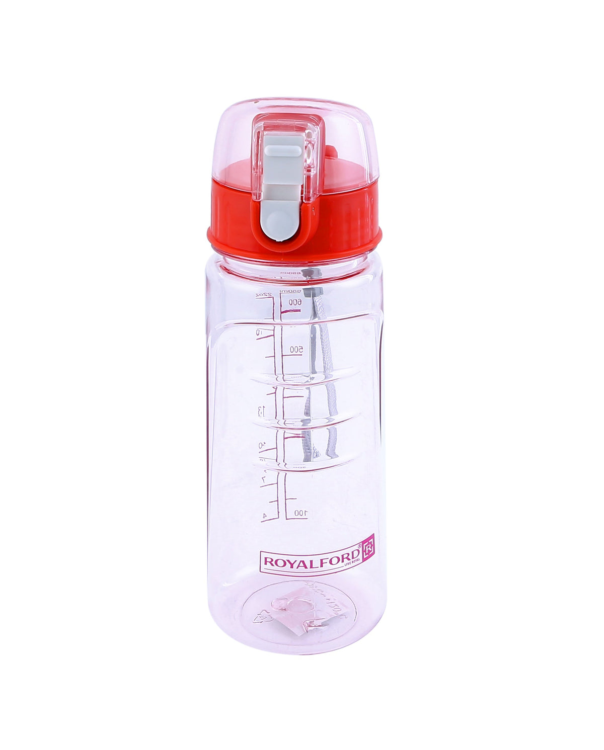 Water Bottle with Volume Marker- Portable Motivational Water Bottle with Straw and Handle Large BPA Free Eco Friendly Blue 650ml