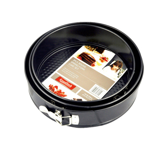 3-Piece Baking Tray Set Black 24,26, 28cm