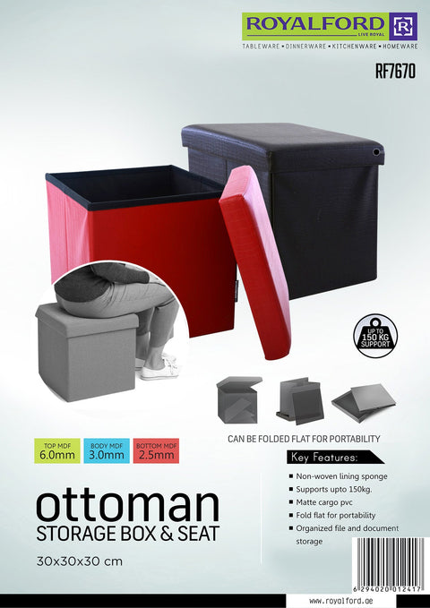 Ottoman Storage Box And Seat, 30 x 30 x 30