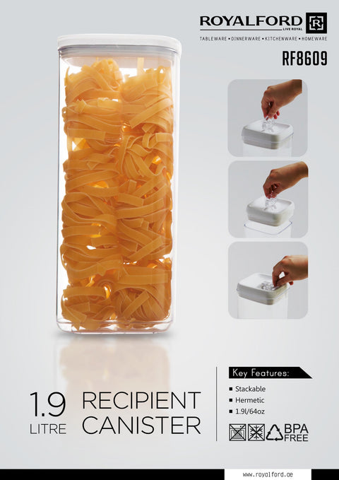 Recipient Canister Clear 1.9Liters