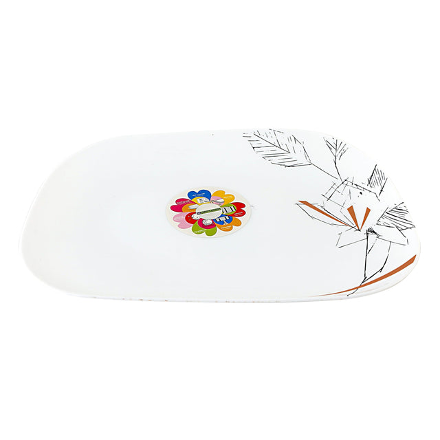 Leafless Design Oval Plate White/Red/Blue 14inch