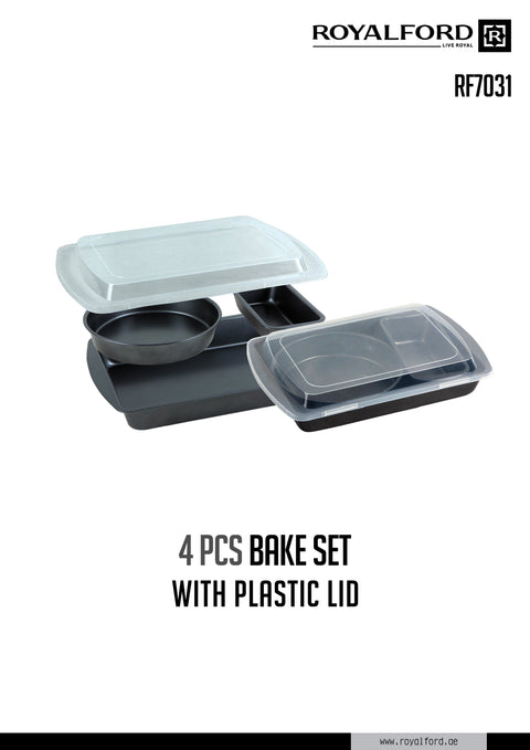 4-Piece Bakeware Set With Lid Black/Clear