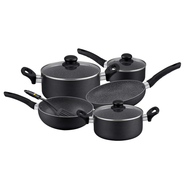Delcasa 9Pcs Smart Aluminium Marble Coating Cookware Set Black 59.5x21.5x33.5cm