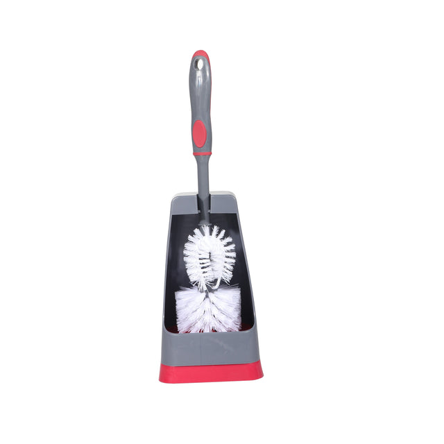 Toilet Cleaning Brush With Holder Grey/Black/Red