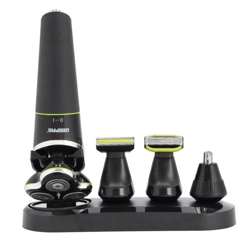 5-in-1 Grooming Kit with 4 Detachable Head, GTR56027 | Body Groomer, Bread Trimmer, Ear & Nose Trimmer | Dynamic Flex Head | Water Proof | USB Rechargeable