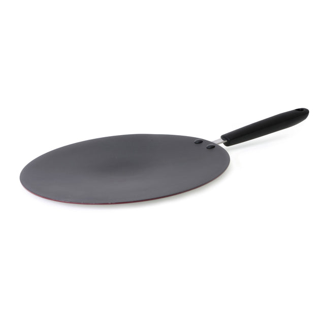 Royalford RF2013-T30 30cm Non-Stick Tawa | 3-Layer Aluminium Flat Griddle | Bakelite Handle | Black