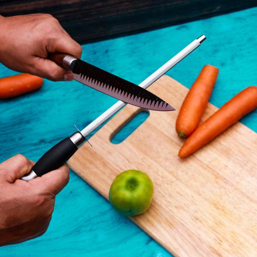 Knife Sharpener Chrome Plated Carbon Steel With Convenient Pp Handle Premium Quality 29.8 X 3.7 X 2.5Cm Multicolor Silver/Black