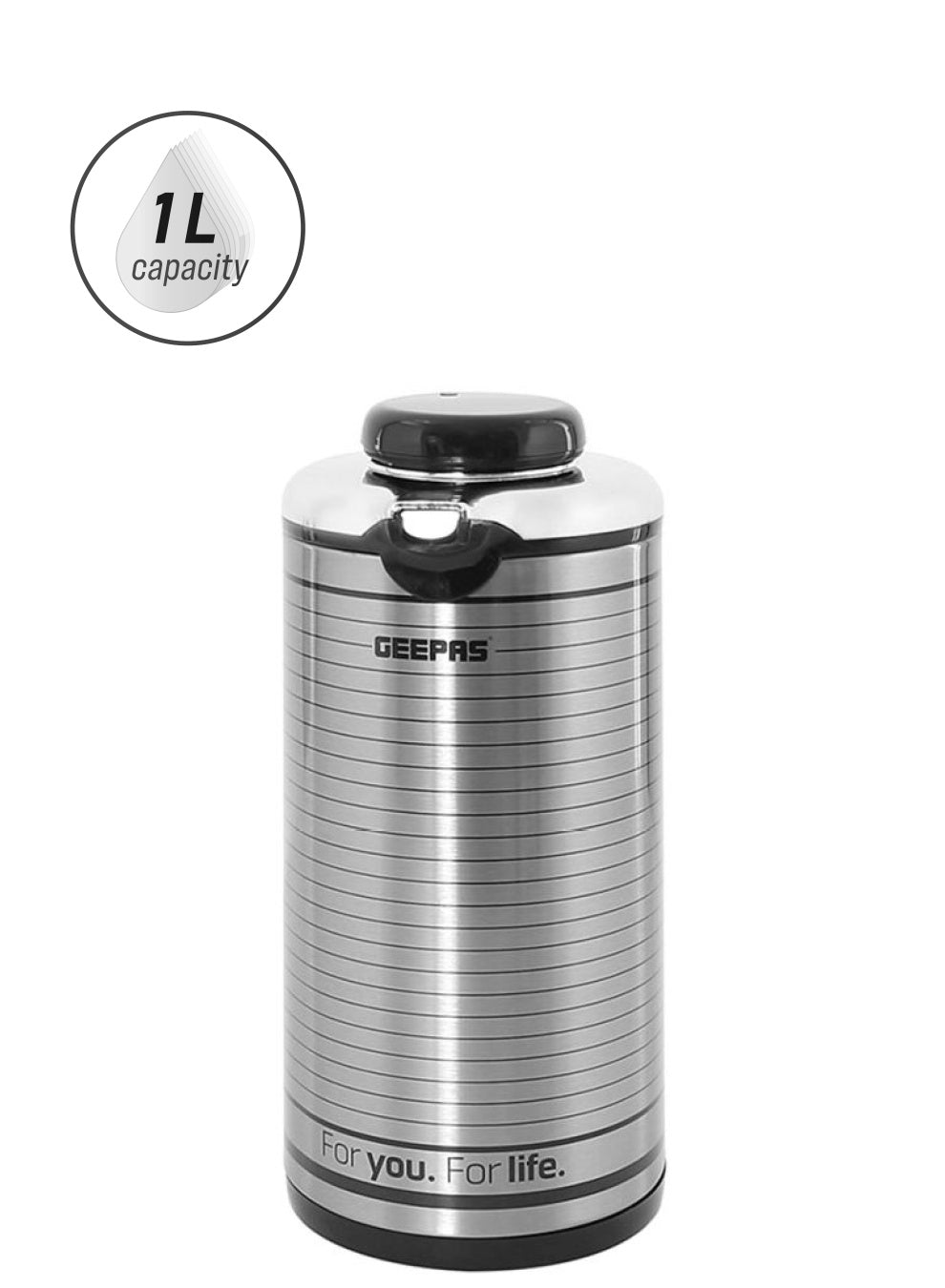 Geepas GVF5260 Vacuum Flask - Coffee Heat Insulated Thermos 1.6L for Keeping Hot/Cold Long Hour Heat/Cold Retention, Multi-Walled Vacuum for Coffee, Hot Water, Tea, Beverage | Ideal for Social Occasion, Commercial & Outings