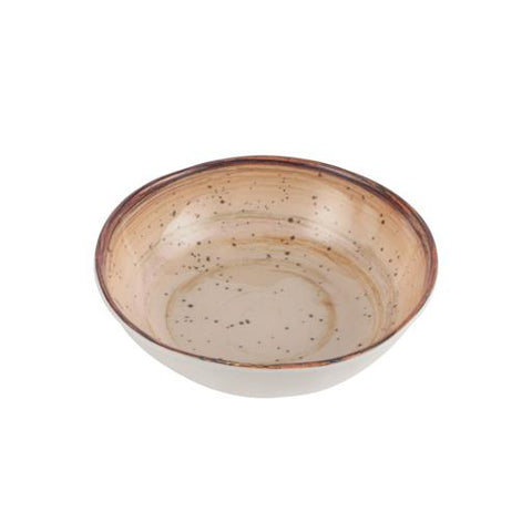 Royalford 6.4" Fine Stone Melamineware Serving Bowl RF12380 White Bowl with Elegant Brown Print, Non-Toxic and Hygienic Food-Grade Material, Dishwasher Safe Multicolor 6.4inch