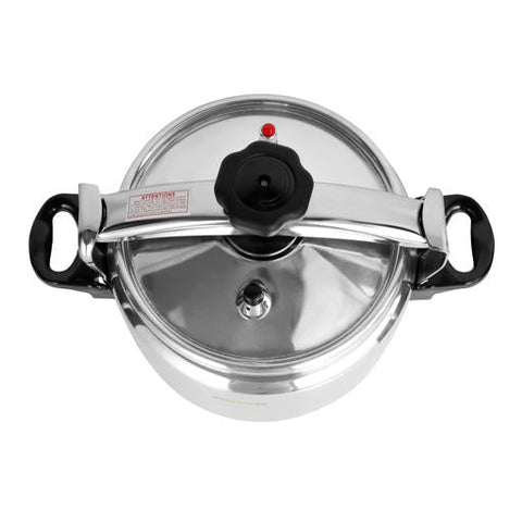 Aluminum Pressure Cooker 7L – Multi-Safety Device, Unique Pressure Indicator, Durable Aluminium Alloy with Firm Handles, Gas, Ceramic & Halogen Compatible Cookware, Silver Finish Silver/Black 7Liters