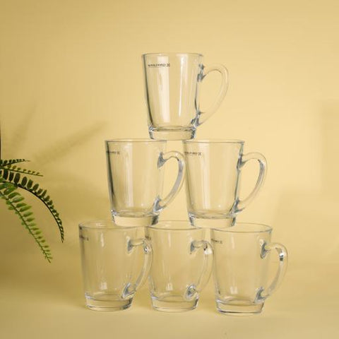 150ml Glass Cup | Clear Drinking Cup with Ergonomic Handle | Thick Base Glass Mug for Tea, Coffee & Hot or Cold Beverages