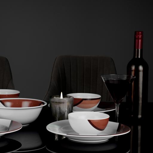 Royalford 35 Piece Melamine Ware Dinner Set| Includes Oval Plate, Deep Plates, Dinner Plates, Round Bowls, Small Dishes, Rice Spoons and Soup Spoons| Top-Rack Dishwasher-Safe and Freezer-Friendly| Eco-Friendly and Food-Grade| Brown and White