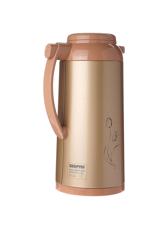 Hot And Cold Vacuum Flask Gold/Brown 1.6Liters Gvf27013 White