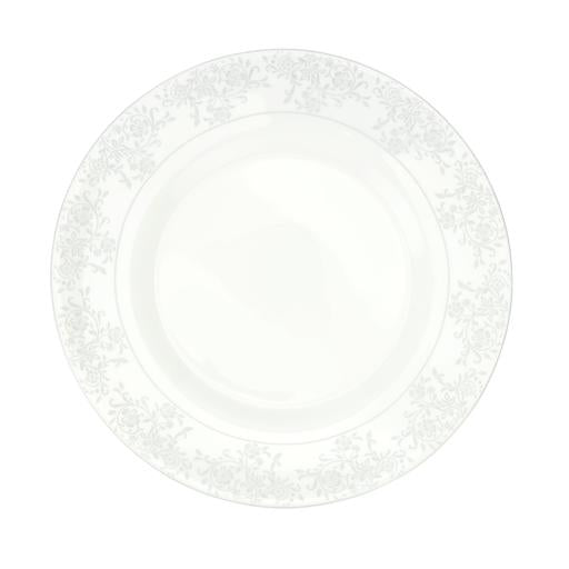 Royalford Velvett Collection 200mm Area Grey Quarter Plate- RF11747 Premium-Quality Opalware, Light-Weight and Food-Grade Plate with Elegant Floral Design White