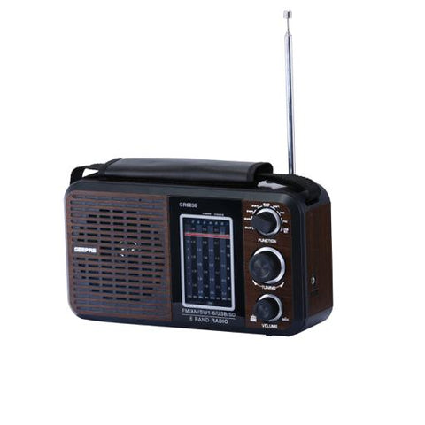 Rechargeable FM Radio With USB - SD Card Slots GR6836 Black