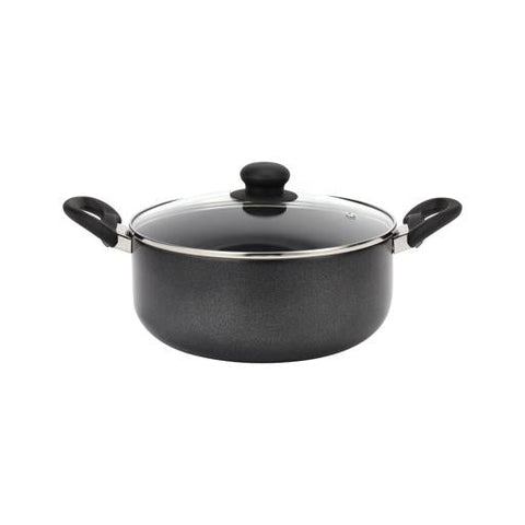 Royalford 7-Piece Non-Stick Press Aluminum Cookware Set Grey Aluminum Body With 3-Layer Non-Stick Coating Grey