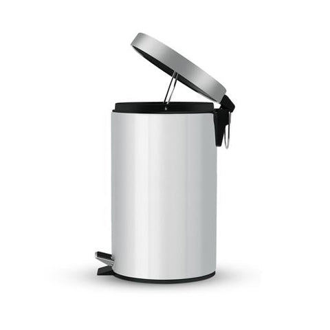 Royalford 12 Litre Stainless Steel Pedal Bins RF12092 Round Hands Free Kitchen Garbage Trash Bins Soft-Close Lid