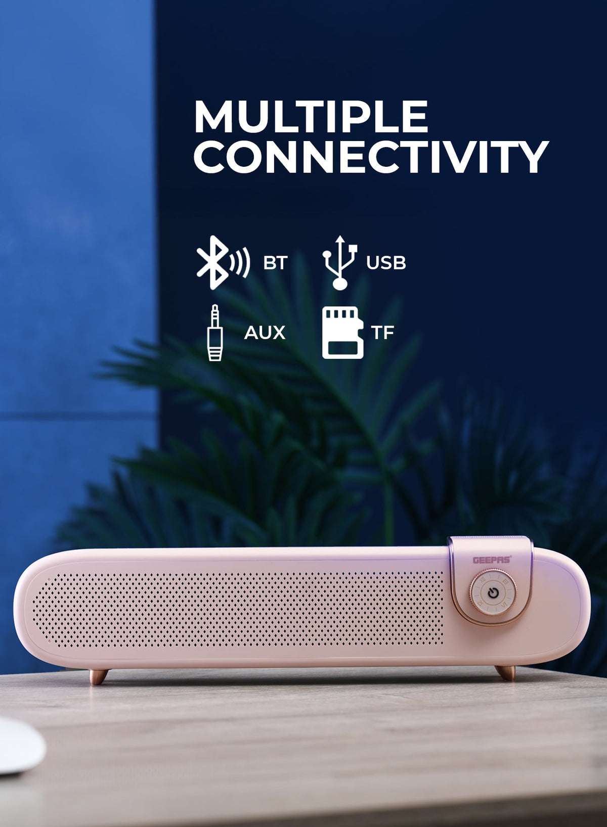 Portable Stylish Bluetooth Speaker | 6 Hours Playtime, Stereo Surround Sound, TF/USB/AUX Support | Type-C Charging, Compact Design GMS11198 | Pink pink