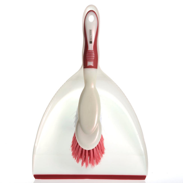 2-Piece Cleaning Dust Pan With Brush Set Orange/ Black 0.165kg