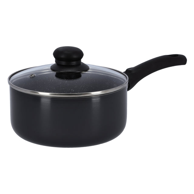 Non-Stick Aluminium Saucepan With Lid Grey/Black 16cm