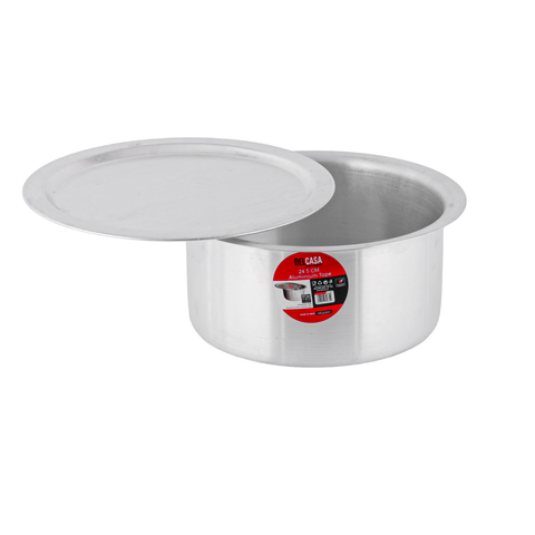 Delcasa 5 Piece Flat Bottom Tope Set- DC2680| 18.5 CM, 21 CM, 22 CM, 24.5 CM, and 26 CM Pots, With Lids, Perfect for Sauting, Frying, Boiling, Etc.| Kitchen Use, Versatile And Strong Aluminium Construction| Silver