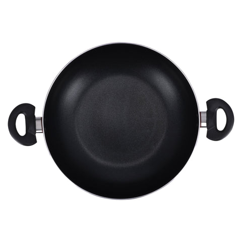 24cm Aluminum Nonstick Wok Pan with Flat Base & Bakelite Handles – Red, Induction Compatible, Induction Bottom, Dishwasher Safe