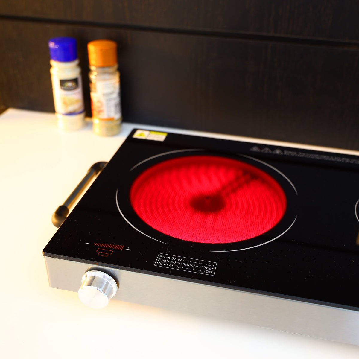 Double Burner Infrared Cooker, 99mins Timer | LED Digital Display | 9 Temperature Settings | Child Lock | Ceramic Heating Element, Touch & Knob Control GIC6131 Multicolour