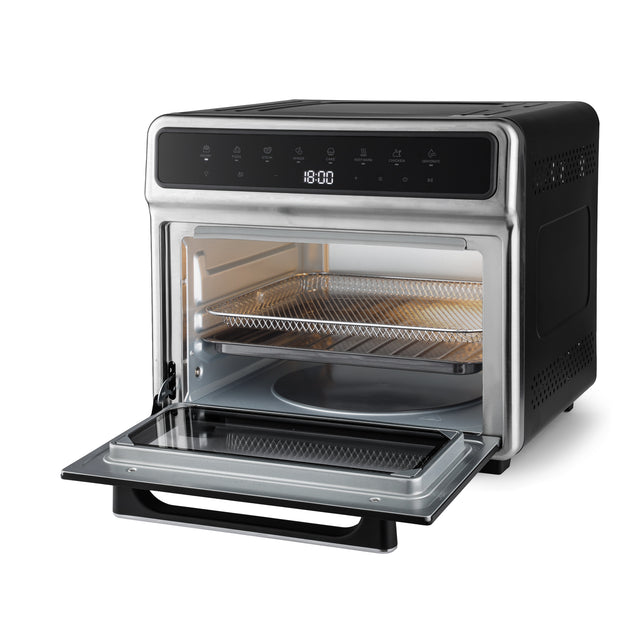 25L Digital Air Fryer Oven - 8-in-1 Multi-function (Roast, Bake, Grill) with Vortex Technology, 8 Presets, Glass Door, Tray & Mesh Basket - Black/Silver 25 L 1800 W GAF037549 Black/Silver