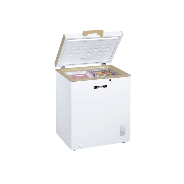 Chest Freezer With Adjustable Thermostat/Portable Food Basket/Compact Refrigerator With LED Light, Lock & Key 145 L 115 W GCF1709WSH White