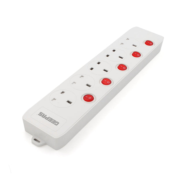 Geepas 5-way Extension Socket with Individual Switches Fire Proof Protection/ 3-meter Cord, Ideal for Home, Office 3meter