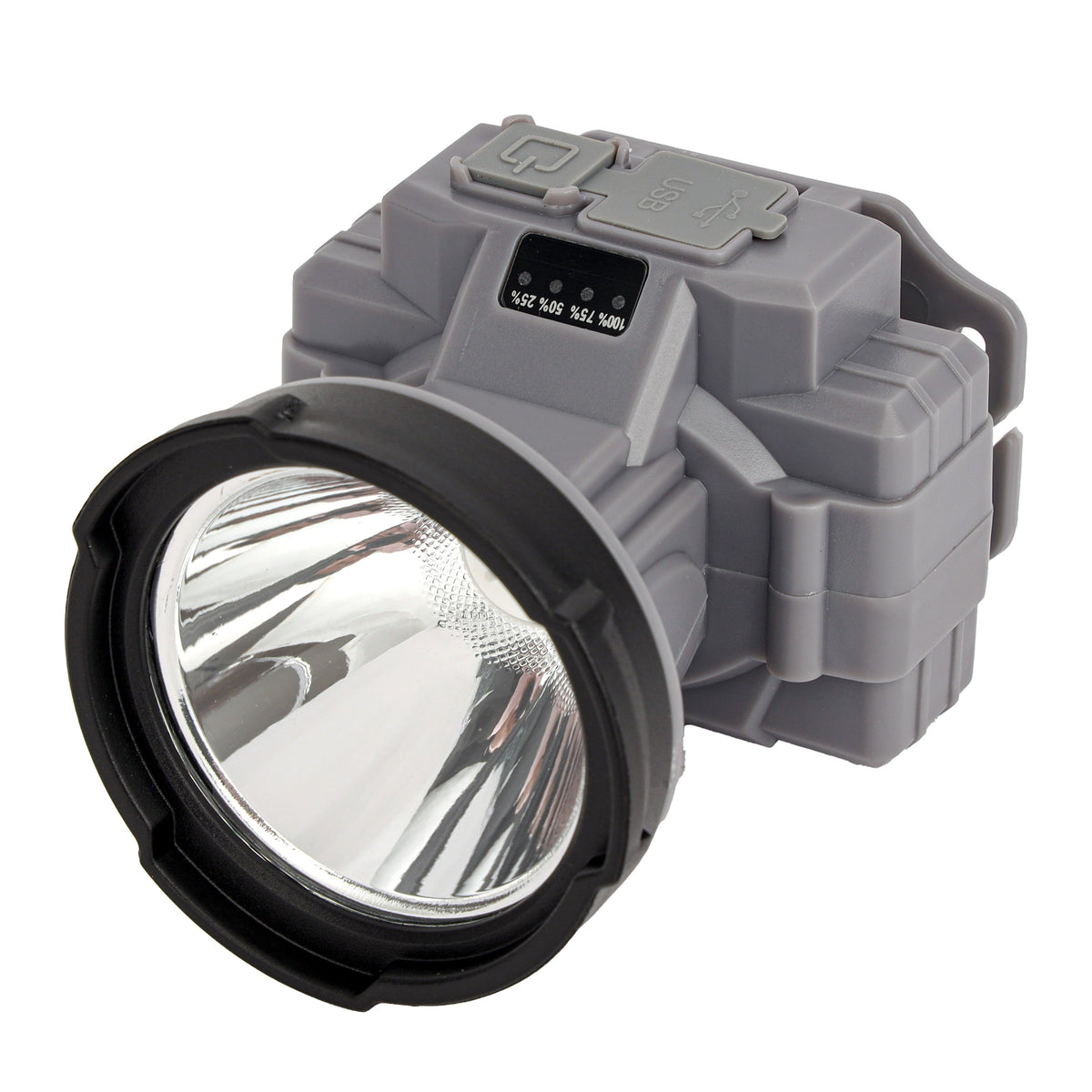 Geepas Rechargeable LED Headlamp Lithium Battery and Easy to Use/ Compact, Portable and Light-Weight Design/ Strong and Low Light, Perfect for Camping, Hiking, Cycling, Fishing/GHL51094/ Grey/Black