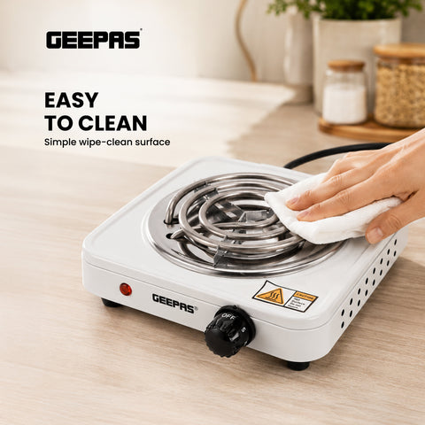 Electric Single Hot Plate with Temperature Control 1000 W GHP7577 White