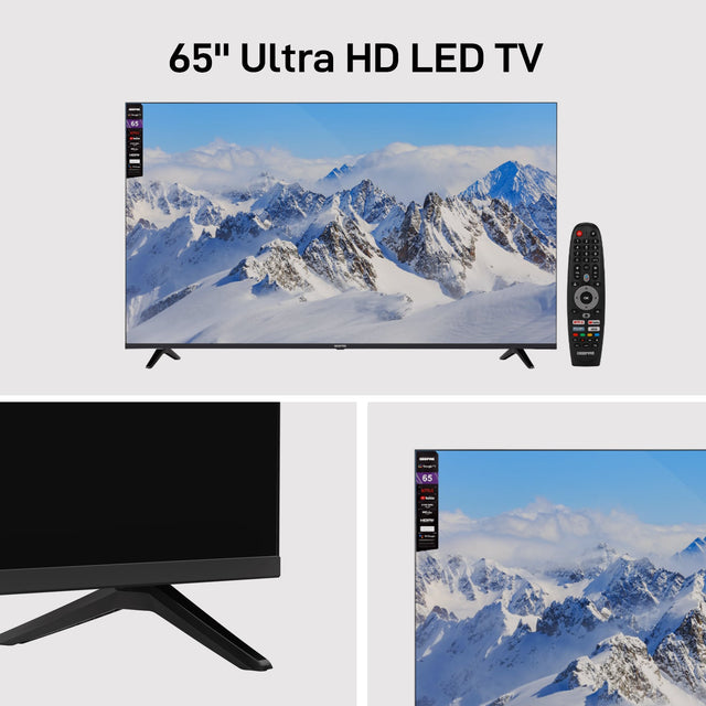 تلفزيون ذكي 65 بوصة Ultra HD LED يعمل بنظام Google TV، مزود بتقنية Dolby Audio، وChromecast، وتطبيقات مرخصة، ومنافذ متعددة