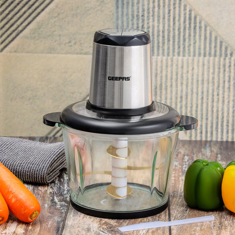 3.0 liter Multi Chopper Compact Multi-Purpose Chopping Machine, Mincing Function, Coarse and Fine/ Stainless Steel Housing, Cutter Pole and Gear, Suitable for Vegetables, Fruits, Meat 3 L 500 W GMC42029 BLACK AND SILVER