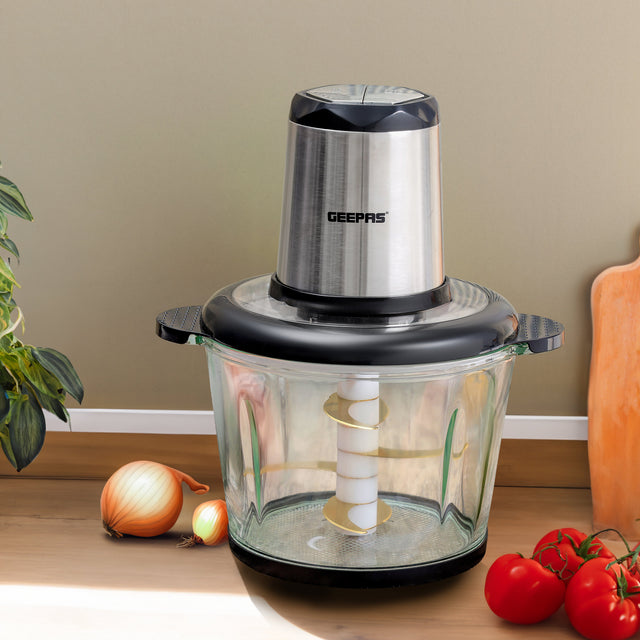 3.0 liter Multi Chopper Compact Multi-Purpose Chopping Machine, Mincing Function, Coarse and Fine/ Stainless Steel Housing, Cutter Pole and Gear, Suitable for Vegetables, Fruits, Meat 3 L 500 W GMC42029 BLACK AND SILVER