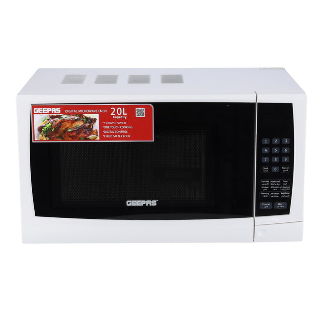 Digital Microwave Oven with Adjustable temperature and Timer function Reheating and Defrost function Child lock Digital controls 20 L 1200 W GMO1895-20LD White