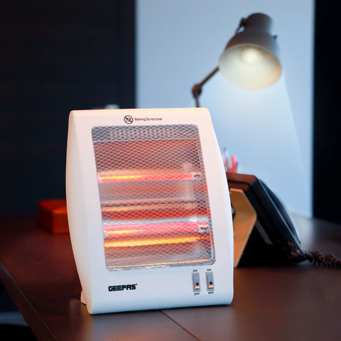 Quartz Heater| High Performance Heater with 2 Heating Power| Quartz Tubes with Instant Heating and Automatic Tip-Over Protection| Long and Equably Heating| Light-Weight and Portable| 2 Years Warranty 800 W GQH28522 White