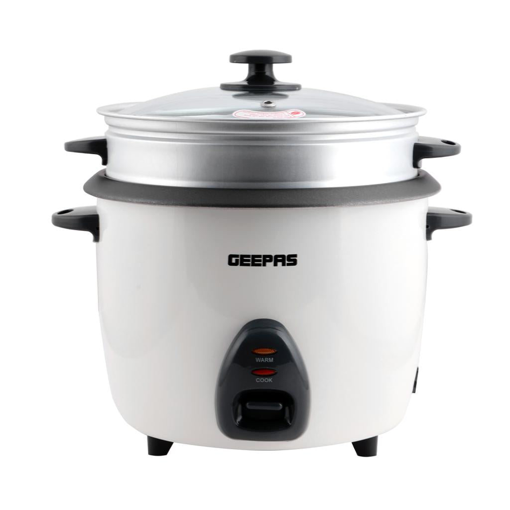 Electric Rice Cooker -Cook/Warm/Steam, High-Temperature Protection - Make Rice & Steam Healthy Food & Vegetables, Tempered Glass Lid, Non Stick Inner Pot | 2 Year Warranty 2.2 L 900 W GRC4326 White/Black/Clear