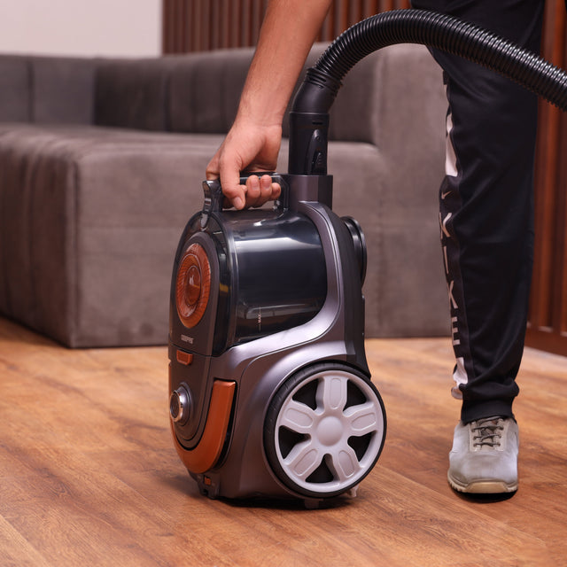 2.5 L Cyclonic Vacuum Cleaner 2200 W | Low Noise Operation, Automatic Cord Rewinder Function, HEPA Filter| Flexible Hose, Floor Brush, Anti-Rust Body| Perfect for Home, Office, Apartments| 2 Years Warranty GVC19054 2.5 L 2200 W GVC19054 Grey & Orange