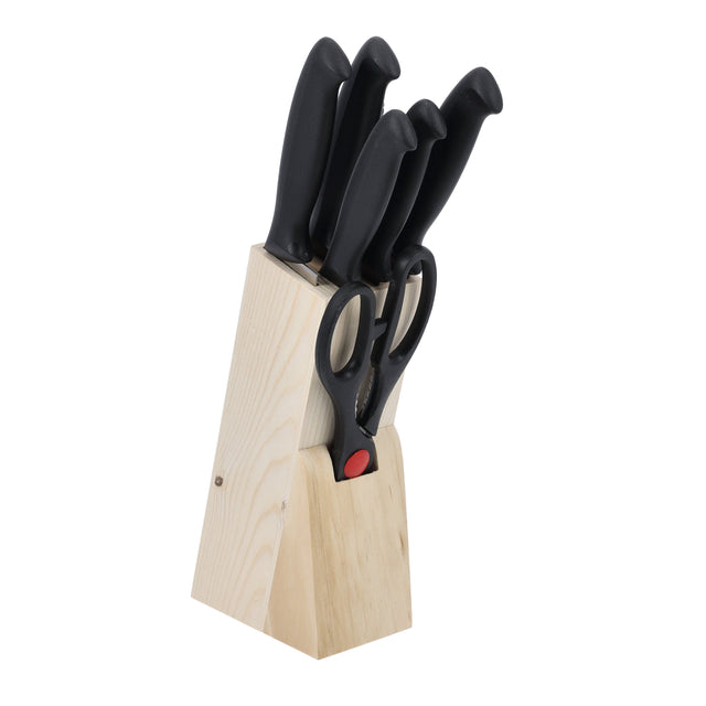8 Piece Kitchen Tool Set With Wooden Stand Black
