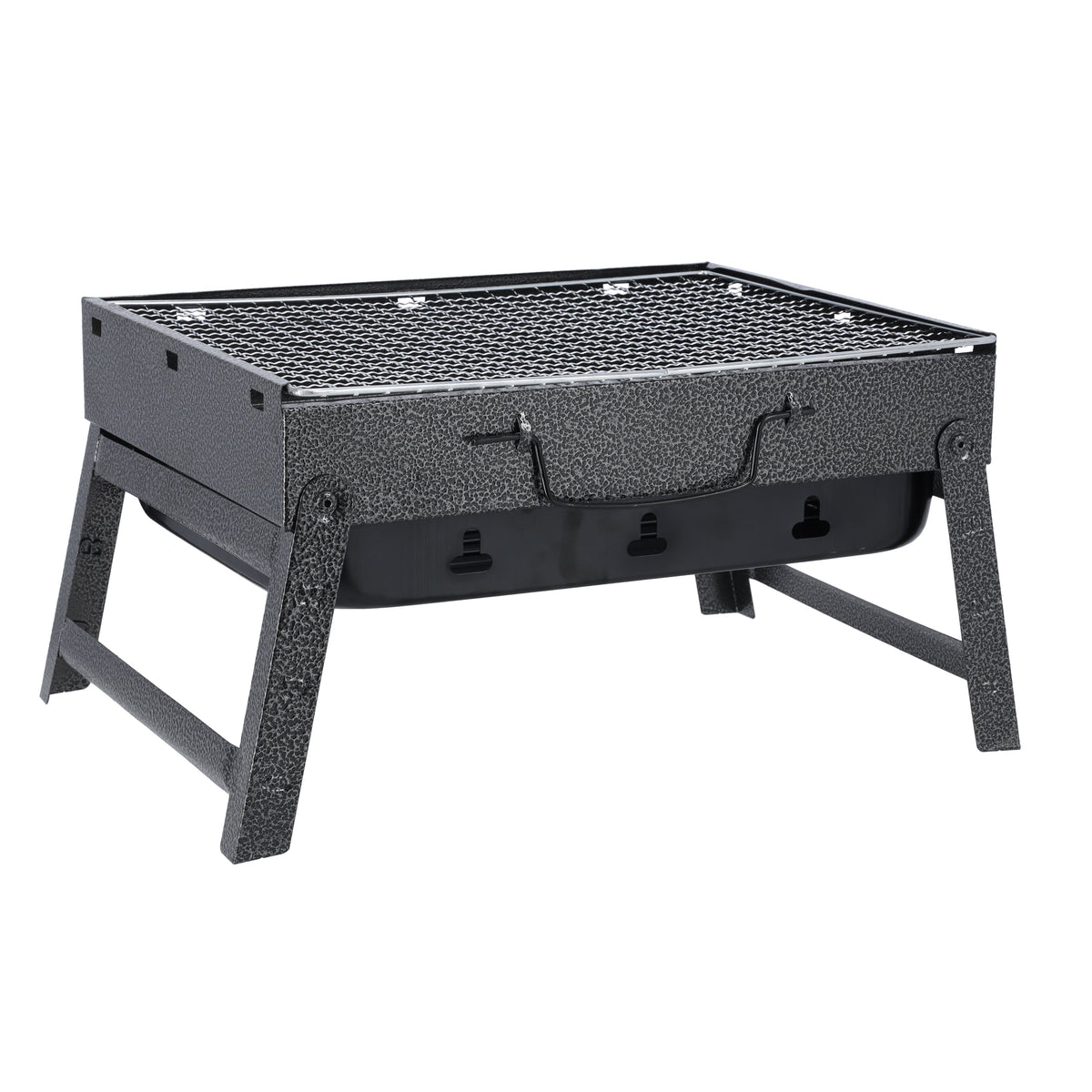 Barbecue Charcoal Grill Stand Foldable 35×27×20cm | Durable Iron Tabletop BBQ with Grill Rack | Portable Kabab Smoker for Outdoor Camping, Picnic & Travel