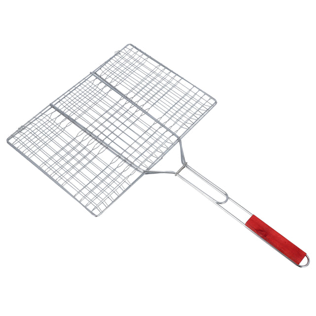 Foldable Portable Stainless Steel Barbecue Grill Indoor And Outoor Silver/Red 43x30x70cm