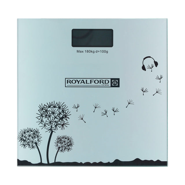 Royalford Health Scale, LCD Digital Display Scale, Non-Slip, RF10502 | Super Slim Digital Body | Instant Reading Step-On Feature | Toughened Glass | Black Weight Bathroom Scales