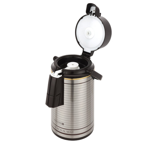 Airpot Flask, Double Wall Vacuum Insulation, 3L, RF10725 | 360 Rotating Base | Portable & Leak-Resistant | Pump Flask for Hot/ Cold Drinks, Tea, Coffee Silver
