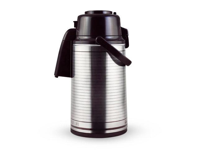 Airpot Flask, Double Wall Vacuum Insulation, 3L, RF10725 | 360 Rotating Base | Portable & Leak-Resistant | Pump Flask for Hot/ Cold Drinks, Tea, Coffee Silver