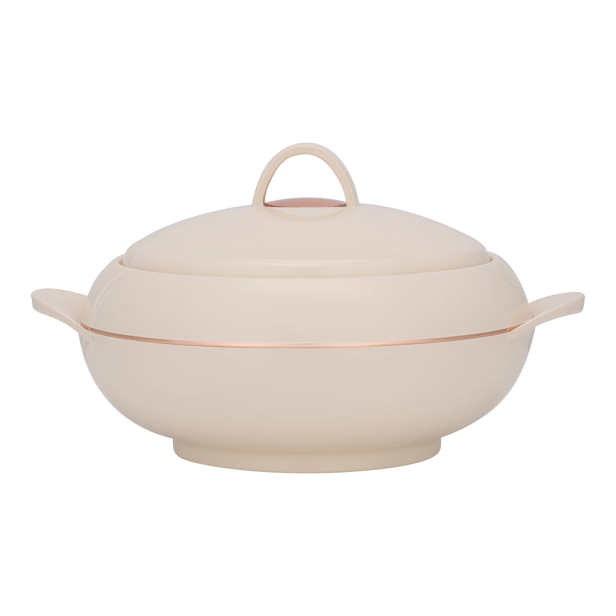 Double Wall Insulated Casserole Firm Twist Lock Strong Handles Beige/Copper