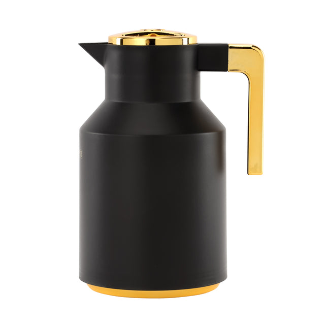 Royalford Aaira 1L Double Wall Vacuum Flask | PP outer body | Glass Inner | Keeps Your Drinks Hot or Cold| Leak-Proof and Portable Design| Suitable for Indoor and Outdoor Use Black