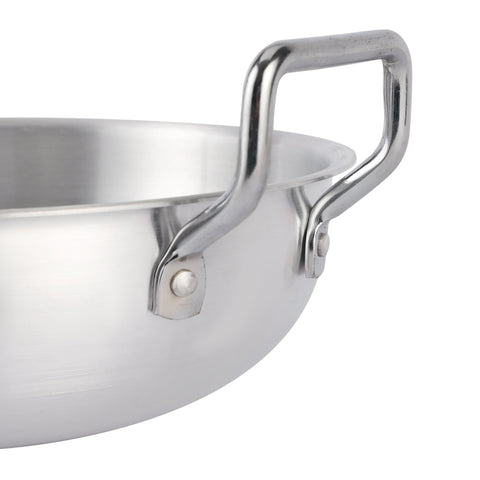 Royalford 30 CM Aluminum Wok Pan with Lid- RF11205-30| Stylish Design with Stainless Steel Handles| Karahi Perfect for Deep and Shallow Frying| Silver