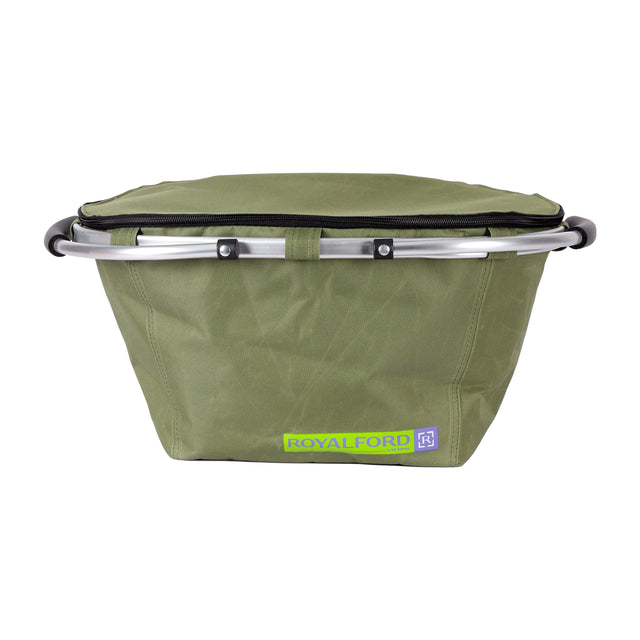 Royalford 26L Insulated Picnic And Grocery Basket- RF11377| Closed Multi-Purpose Utility Basket With Aluminum Handle| Break-Resistant, Light-Weight, Durable, Portable And Stylish Construction| Large Space Perfect For Storing Things| Green